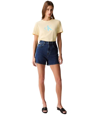 Calvin Klein Jeans Est.1978 Women's High-rise Midi Denim Shorts In Dark Yukon