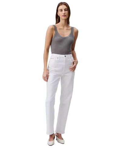 Calvin Klein Jeans Est.1978 Women's High-rise Straight-leg Stretch Denim Jeans In Optic White
