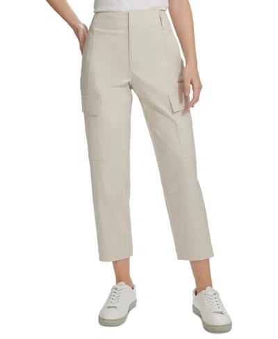 Calvin Klein Jeans Est.1978 Women's High-rise Stretch Twill Cargo Ankle Pants In Birch
