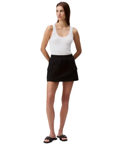 Calvin Klein Jeans Est.1978 Women's Logo French Terry Cargo Skirt In Black