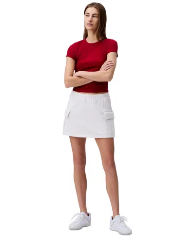 Calvin Klein Jeans Est.1978 Women's Logo French Terry Cargo Skirt In Tofu