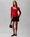 Calvin Klein Jeans Est.1978 Calvin Klein Women's Cotton Blend Classic Scoopneck Sweater In Red