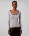 Calvin Klein Jeans Est.1978 Calvin Klein Women's Cotton Blend Classic Scoopneck Sweater In Gray