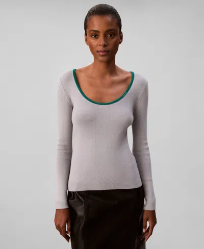 Calvin Klein Jeans Est.1978 Calvin Klein Women's Cotton Blend Classic Scoopneck Sweater In Gray