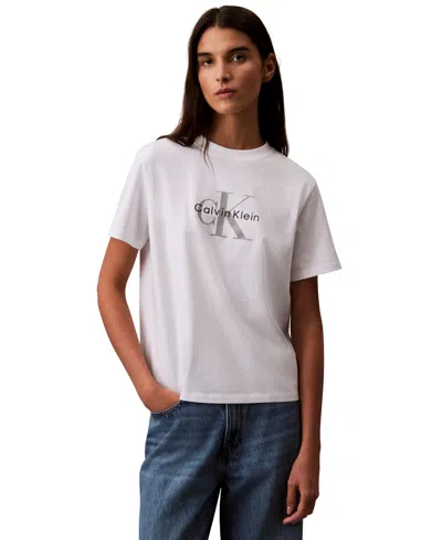 Calvin Klein Jeans Est.1978 Women's Monogram Logo T-shirt In White