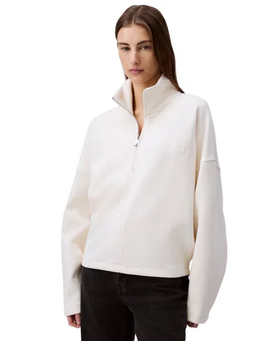 Calvin Klein Jeans Est.1978 Women's Quarter-zip Sweatshirt In Tofu