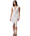 Calvin Klein Jeans Est.1978 Women's Rib-knit Sleeveless Midi Dress In Antique White