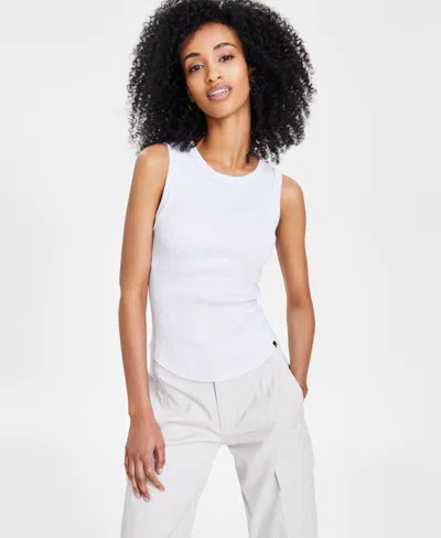 Calvin Klein Jeans Est.1978 Women's Rib Spill Outseam Sleeveless Tank Top In Optic Heather