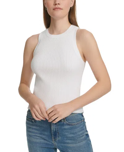 Calvin Klein Jeans Est.1978 Women's Ribbed-knit Sleeveless Top In White