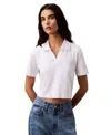 Calvin Klein Jeans Est.1978 Calvin Klein Women's Cotton Contour Rib Polo Tee In White