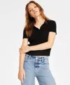 CALVIN KLEIN JEANS EST.1978 WOMEN'S RIBBED SHORT-SLEEVE POLO SHIRT