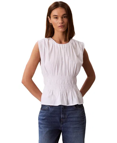 Calvin Klein Jeans Est.1978 Women's Ruched Cotton Poplin Top