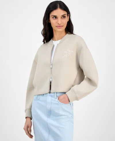 Calvin Klein Jeans Est.1978 Womens Scuba Zip Jacket Baby T Shirt Denim Maxi Skirt In Feather Grey