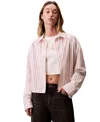 Calvin Klein Jeans Est.1978 Calvin Klein Women's Stripe Cropped Boxy Button-down Shirt In Pink