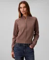 Calvin Klein Jeans Est.1978 Women's Technical Long Sleeve Mock Neck Cardigan Sweater In Brown