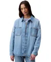Calvin Klein Jeans Est.1978 Women's Utility Cotton Denim Shirt In Lt Blue Wave