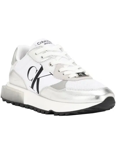 Calvin Klein Jeans Est.1978 Womens Gym Fitness Casual And Fashion Sneakers In Silver