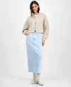 Calvin Klein Jeans Est.1978 Womens Scuba Zip Jacket Baby T Shirt Denim Maxi Skirt In Bleached Indigo
