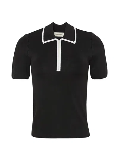 Calvin Klein Jeans Est.1978 Zip-detail Polo Top In Black