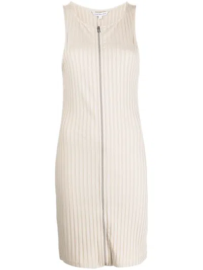 Calvin Klein Jeans Est.1978 Zip-up Ribbed Dress In Neutrals