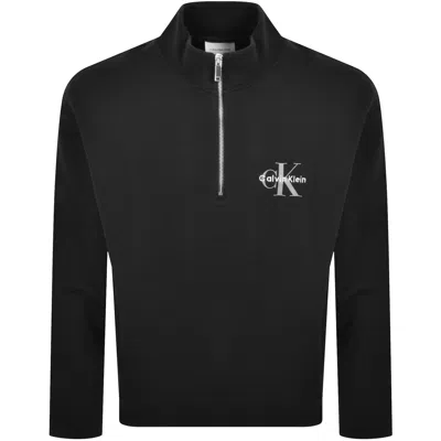 Calvin Klein Jeans Half Zip Sweatshirt Black In Blue