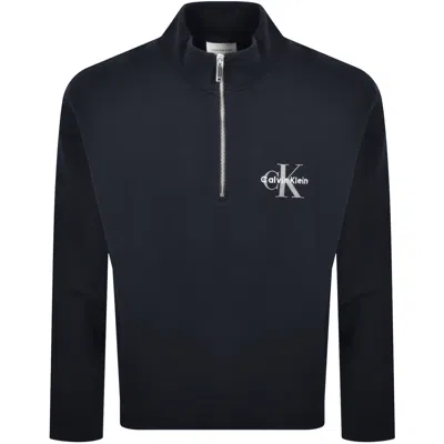 Calvin Klein Jeans Half Zip Sweatshirt Navy In Blue