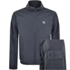 Calvin Klein Blue Zip-up Jacket With Stand Collar And Subtle Logo In Blue