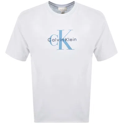 Calvin Klein Jeans Hero Monologo T Shirt Blue In White