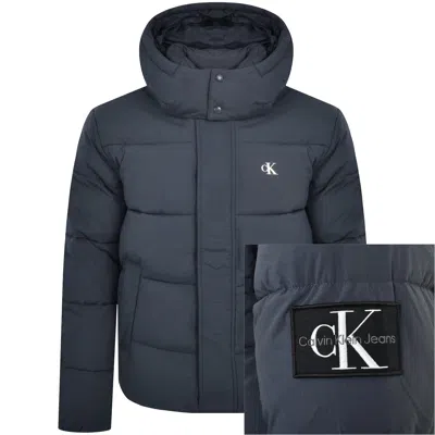 Calvin Klein Jeans Hooded Puffer Jacket Blue