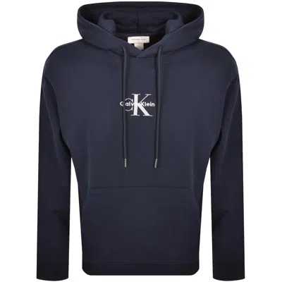 Calvin Klein Jeans Logo Hoodie Navy In Blue