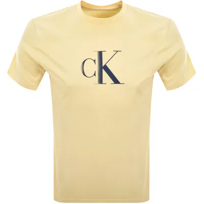 Calvin Klein Jeans Logo T Shirt In Yellow