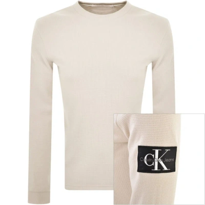 Calvin Klein Jeans Long Sleeve T Shirt Beige