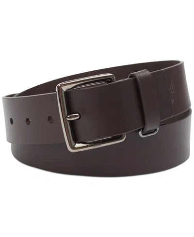 Calvin Klein Jeans Men's Leather Belt With Keeper Ring In Dark Brown