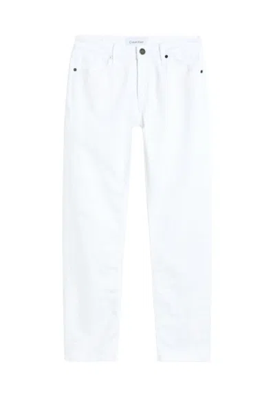 Calvin Klein Jeans Mid Rise Slim Ankle-white In Bianco
