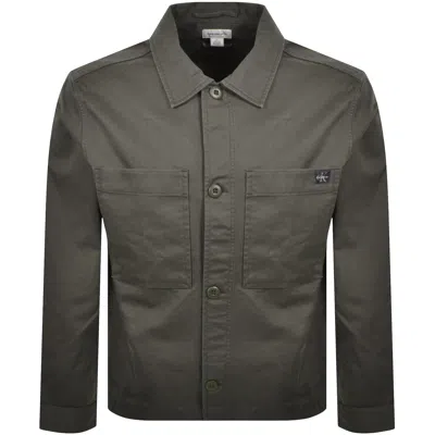 Calvin Klein Jeans Overshirt Beluga Grey In Green