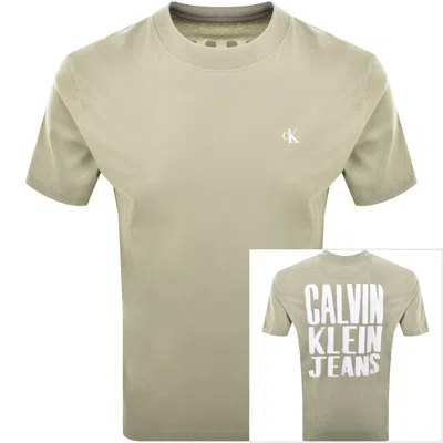 Calvin Klein Jeans Painted Logo T Shirt Laurel Oak