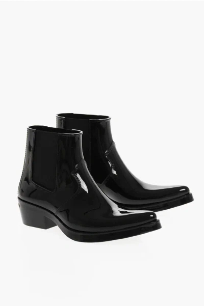 Calvin Klein Jeans Patent Faux Leather Boots 5cm In Black