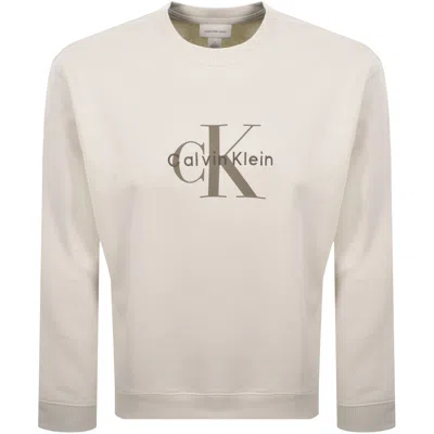 Calvin Klein Jeans Terry Sweatshirt Chalk In White