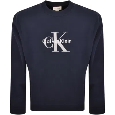 Calvin Klein Jeans Terry Sweatshirt Dark Sapphire In Blue