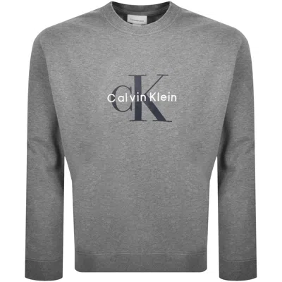 Calvin Klein Jeans Terry Sweatshirt Grey Heather In Gray
