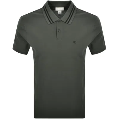 Calvin Klein Jeans Tipped Polo Beluga Grey In Green
