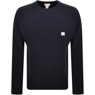 Calvin Klein Jeans Waffle Jumper Dark Sapphire In Blue