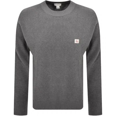 Calvin Klein Jeans Waffle Jumper Grey In Gray