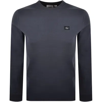Calvin Klein Jeans Waffle T Shirt Navy