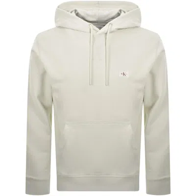 Calvin Klein Jeans Woven Label Hoodie Off White