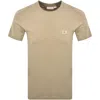 Calvin Klein Jeans Woven Label T Shirt Khaki In Khaki