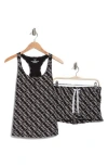 Calvin Klein Jersey Tank & Shorts Pajama 2-piece Set In Black Bold Track
