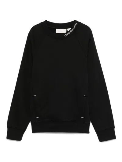 Calvin Klein Kids' Jersey-texture Sweatshirt In Black