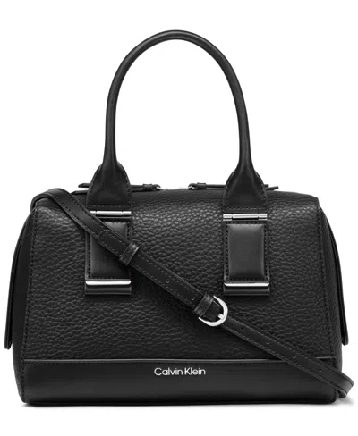 Calvin Klein Jett Convertible Top Handle Satchel In Black,silver