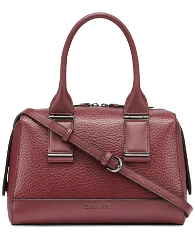 Calvin Klein Jett Convertible Top Handle Satchel In Burgundy